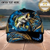 Maxcorners Fishing Blue Tribal Gold Accent Personalized Name 3D Shirt (13 Fish Species)