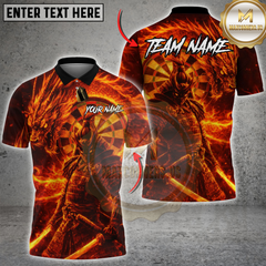 Maxcorners Darts Fire Dragon Samurai Dartboard Fantasy Multicolor Customized Name, Team Name 3D Shirts