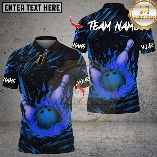 Maxcorners Bowling Flame Multicolor Customized Name, Team Name 3D Shirts 656