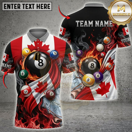 Maxcorners Billiards Red Dragon And Flaming 8 Ball Personalized Name 3D Unisex Shirt
