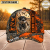 Maxcorners Dog Hunting And Duck Orange Black Duck Hunter Stripe Design Multiple Options Personalized Name 3D Cap
