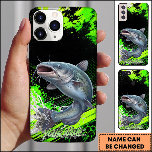 Maxcorners Fishing Neon Green Splash Personalized Name 3D Phone Case  (13 Fish Species)