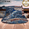 Maxcorners Fishing Patriotic Fishing Flag with Dynamic Water Personalized Name 3D Bucket Hat (13 Fish Species)