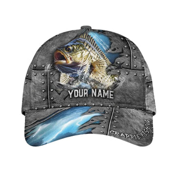 Maxcorners Custom Crappie Fishing 3D Baseball Cap, Custom Crappie Hats For Fisherman LM0402
