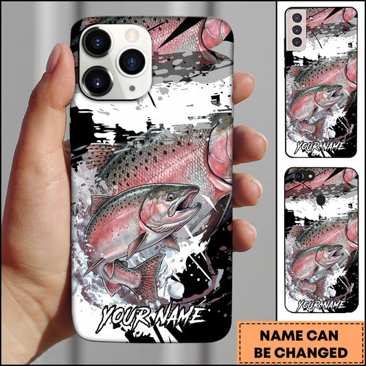 Maxcorners Fishing Phone Case Abstract Splash Modern Art Personalized Name 3D Phone Case (10 Fish Species)