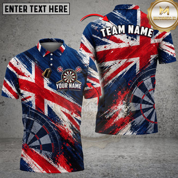 Maxcorners Darts United Kingdom Flag Geometric Bowling Strike Personalized Name 3D Unisex Shirt