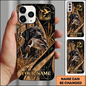 Maxcorners Duck Hunting German Wirehaired Pointer Golden Mallard Hunting Badge Personalized Name 3D Phone Case - Black Labrador Retriever - Pintail