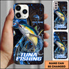Maxcorners Fishing Blue Flame Smoke Line Premium Style Sport Personalized Name Phone Case (8 Fish Species)