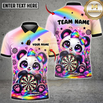 Maxcorners Darts Cute Panda Mascot Rainbow Stars Target Board Graphic Customized Name, Team Name 3D Shirts