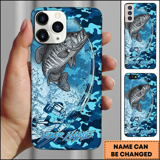 Maxcorners Fishing Phone Case Fishing Camo Phone Case Personalized Name (8 Fish Species)