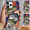 Maxcorner Fishing Dynamic Splash Comic Style Personalized Name 3D Phone Case (10 Fish Species)