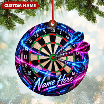 Maxcorners Darts Lover Glowing Energy Aura, Target Board Artwork Personalized Name Ornament 2D Flat