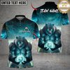 Maxcorners Thunder Bear Golf Polo Funny Golf Polo Shirt, Customized Name & Team Name 3D Shirts (4 Colors)
