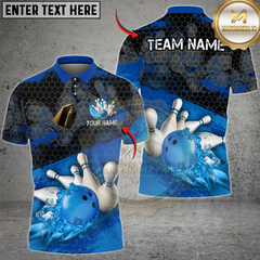 Maxcorners Bowling Splash Multicolor Customized Name, Team Name 3D Shirts