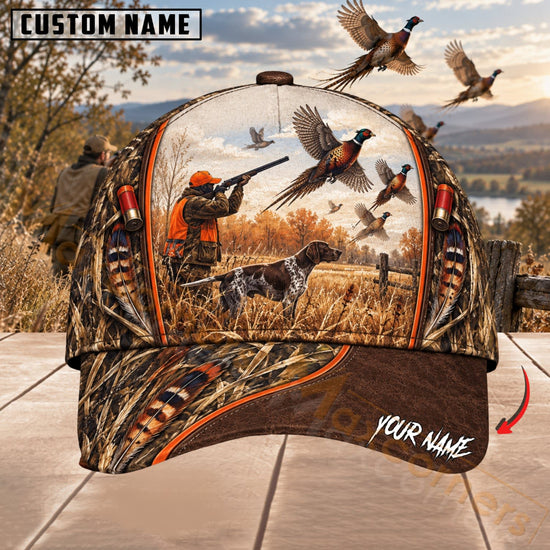 Maxcorners Upland Bird Hunting Hunter Dog Sunset Pheasant Scene Personalized Name 3D Cap