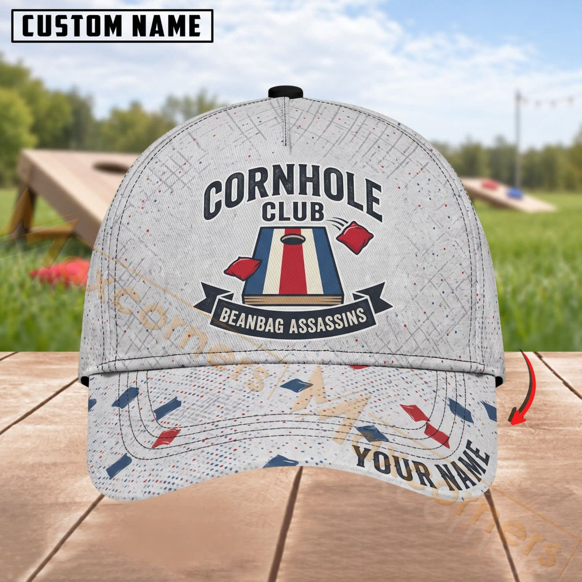Maxcorners Cornhole Club Beanbag Assassins Design Personalized Name 3D Cap
