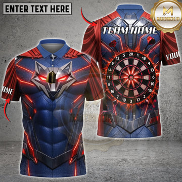 Maxcorners Darts Red Blue Futuristic Armor Flaming Dartboard Personalized Name 3D Unisex Shirt