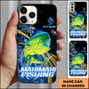 Maxcorners Mahi-mahi Splash Water Lightning Stripe Dark Blue Art Golden Line  Personalized Name Phone Case