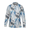 Maxcorners Blue Feather Golf Polo Shirt, Mens Golf Gift, Mens Tropical Shirts