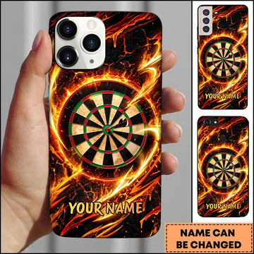 Maxcorners Darts Flaming Bullseye Fire Storm Personalized Name 3D Phone Case