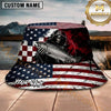 Maxcorners Grim Reaper Fishing American Flag Personalized Name 3D Bucket Hat (12 Fish Species)