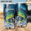 Maxcorners Fishing Tumbler Blue Cosmic Hook Splash Design Personalized Name Tumbler (13 Species)