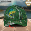 Maxcorners Fishing Green Jungle Water Texture Personalized 3D Cap (12 Fish Species)