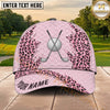 Maxcorners Golf Leopard Print Crossed Clubs Personalized Name 3D Classic Cap