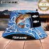 Maxcorners Fishing Blue Water Splash Fishing Design with Bold Hook Personalized Name 3D Bucket Hat (13 Fish Species)