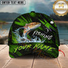 Maxcorners Fishing Neon Green Splash Personalized Name 3D Cap (12 Fish Species)