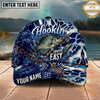 Maxcorners Fishing Hookin Adventure Blue Hexagon Multi Options Personalized Name 3D Cap (11 Fish Species)