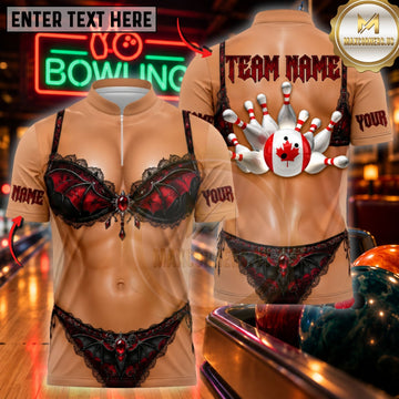 Maxcorners Bowling Canada Lace Lingerie Muscular Torso Pins Jersey Customized Name, Team Name 3D Shirts