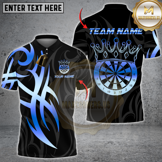 Maxcorners Darts Sport Royal Crown Target Tribal Multicolor Customized Name, Team Name 3D Shirts