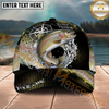 Maxcorners Fishing Olive Compass Halftone Splash Personalized Name 3D Cap (12 Fish Species)