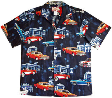 Maxcorners Muscle Car Road Stop Men's Hawaiian Shirt