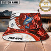 Maxcorners Fishing Red Flame Personalized Name 3D Bucket Hat (12 Fish Species)