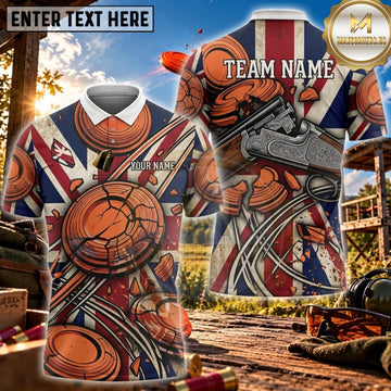 Maxcorners Clay Shooting Union Jack Clay Target Explosion Personalized Name 3D Unisex Shirt