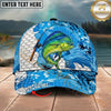 Maxcorners Fishing Rod Blue Scale Pattern Personalized Name 3D Cap (12 Fish Species)
