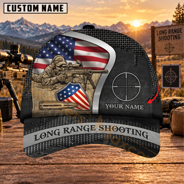 Maxcorners Long Range Shooting American Eagle USA Flag Personalized Name 3D Cap
