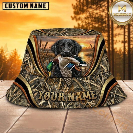 Maxcorners Duck Hunting Labrador Vintage Antler Personalized Name 3D Bucket Hat