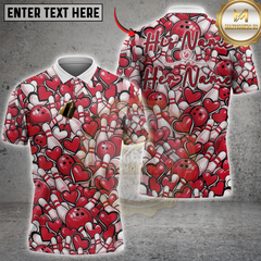 Maxcorners Bowling Heart Pattern Couple Personalized His Name And Her Name 3D Unisex Shirt