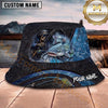 Maxcorners Fishing Dark Skull Fisherman with Dramatic Rod and Water Splash Personalized Name 3D Bucket Hat (13 Fish Species)