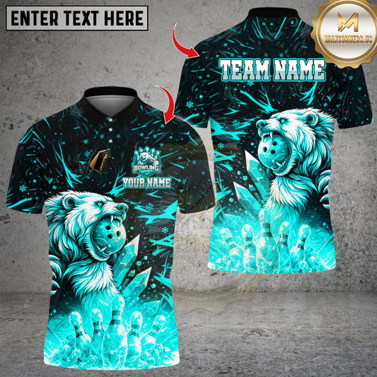Maxcorners Ice Bear Bowling Design Multicolor Customized Name, Team Name 3D Shirts