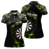 Maxcorners Camo Pattern Green With Flame Dartboard Dart Shirts For Men, Custom Dart Jerseys LM054