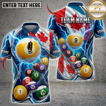 Maxcorners Billiards Blue Lightning And Golden 9 Ball Personalized Name 3D Unisex Shirt