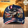 Maxcorners Dog Hunting And Duck Navy Blue Patriotic American Flag Personalized Name 3D Cap