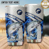 Maxcorners Fishing Tumbler Silver Blue Honeycomb Badge Design Personalized Name Tumbler (13 Species)