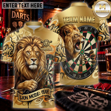 Maxcorners Darts Antique Gold Majestic Lion Personalized Name 3D Unisex Shirt