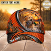 Maxcorners Dog Hunting And Duck Orange Black Curved Stripe Marsh Sunset Scene Multiple Options Personalized Name 3D Cap