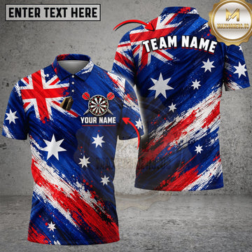 Maxcorners Darts Australia Flag Geometric Bowling Strike Personalized Name 3D Unisex Shirt